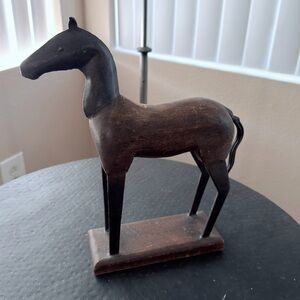 Vintage Wood Horse Sculpture